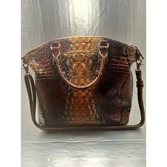 Brahmin Large Duxbury Ombre Reptilian Embossed Croc Satchel & Dust Cover - Picture 3 of 12